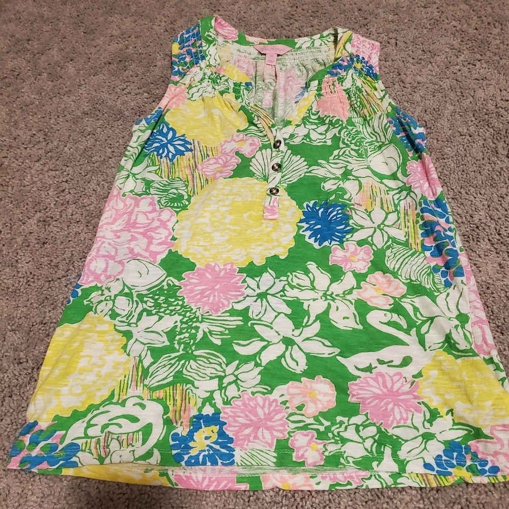 Lilly Pulitzer Floral Sleeveless Cotton Top Size XS